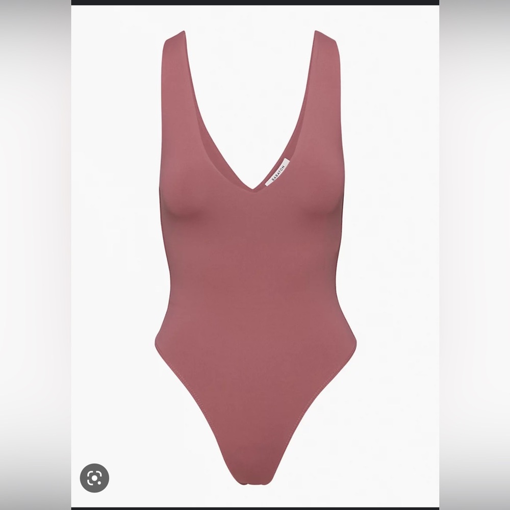 Babaton countour V-Neck Bodysuit pink taupe sz medium